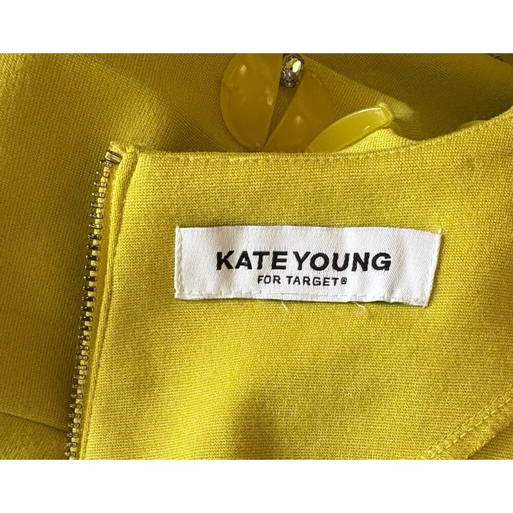 KATE YOUNG for Target Bright Lemon Lime Long-sleeved Dress Small Crystal Detail - Picture 4 of 7
